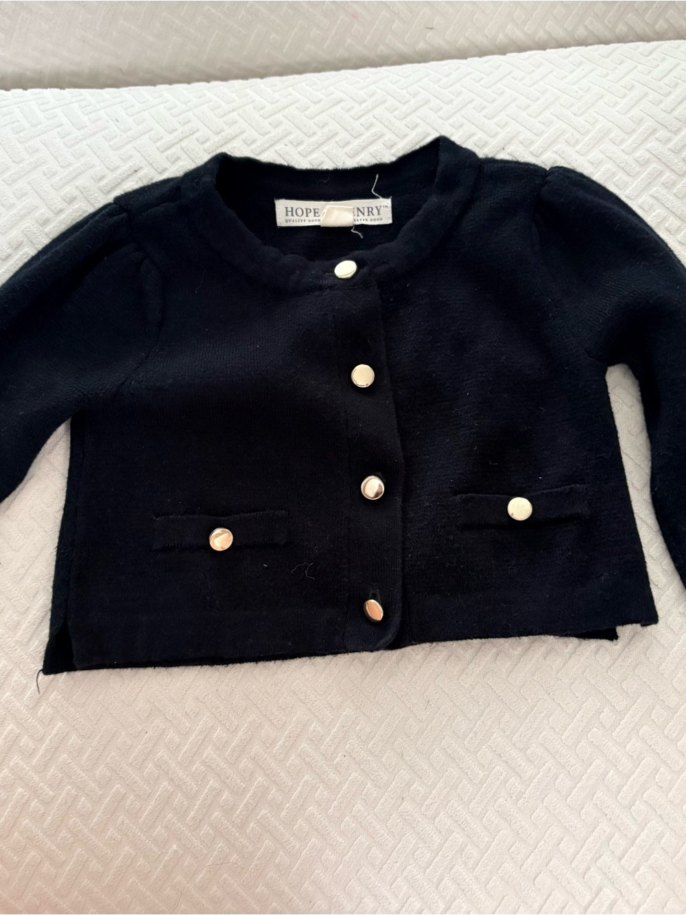 Girls' Black Cardigan with Gold Buttons